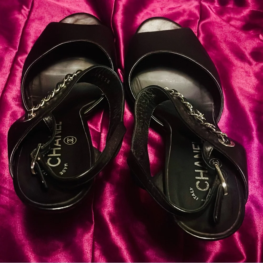 CHANEL CC CHARM CHAINED STRAPPY SANDALS - Picture 11 of 12